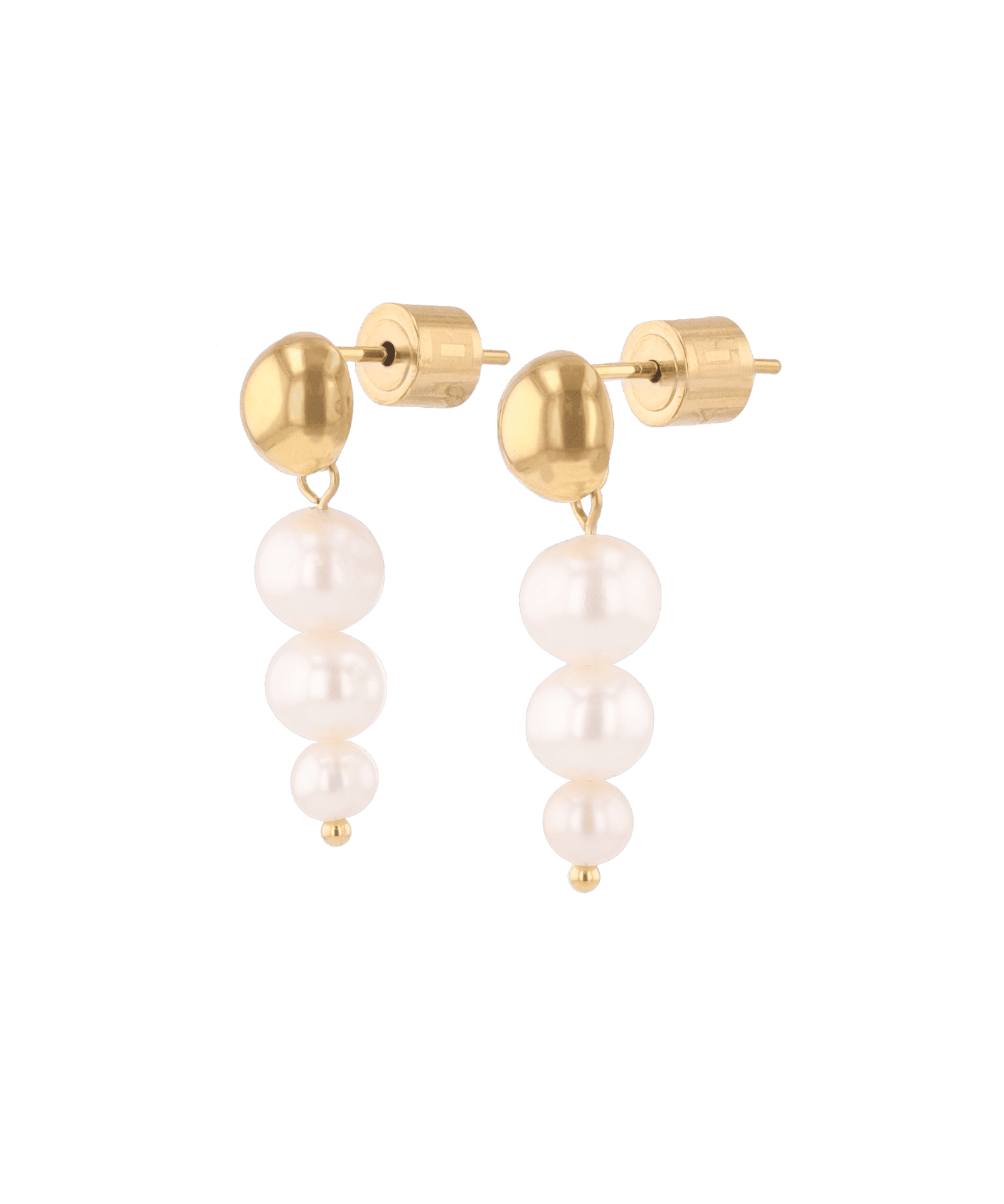 Palma Gold Pearl Earrings by LAVANA, stud earrings with graduation pearl charm drop