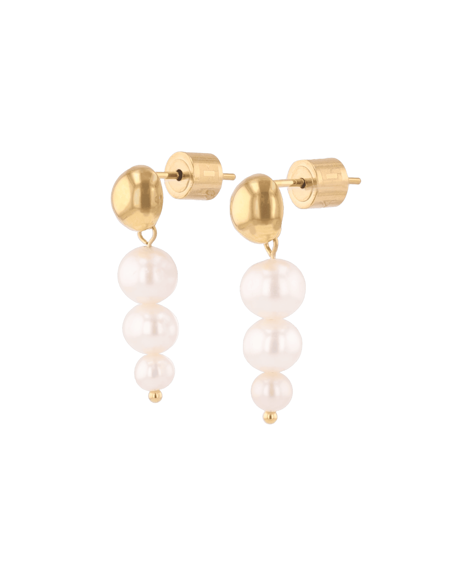 Palma Gold Pearl Earrings by LAVANA, stud earrings with graduation pearl charm drop