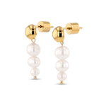 Palma Gold Pearl Earrings by LAVANA, stud earrings with graduation pearl charm drop