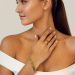 Panther Link Gold Bracelet by Lavana on model bold sculptural chain links