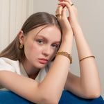 Panther Link Gold Bracelet by Lavana, on model bold sculptural sleek chain links