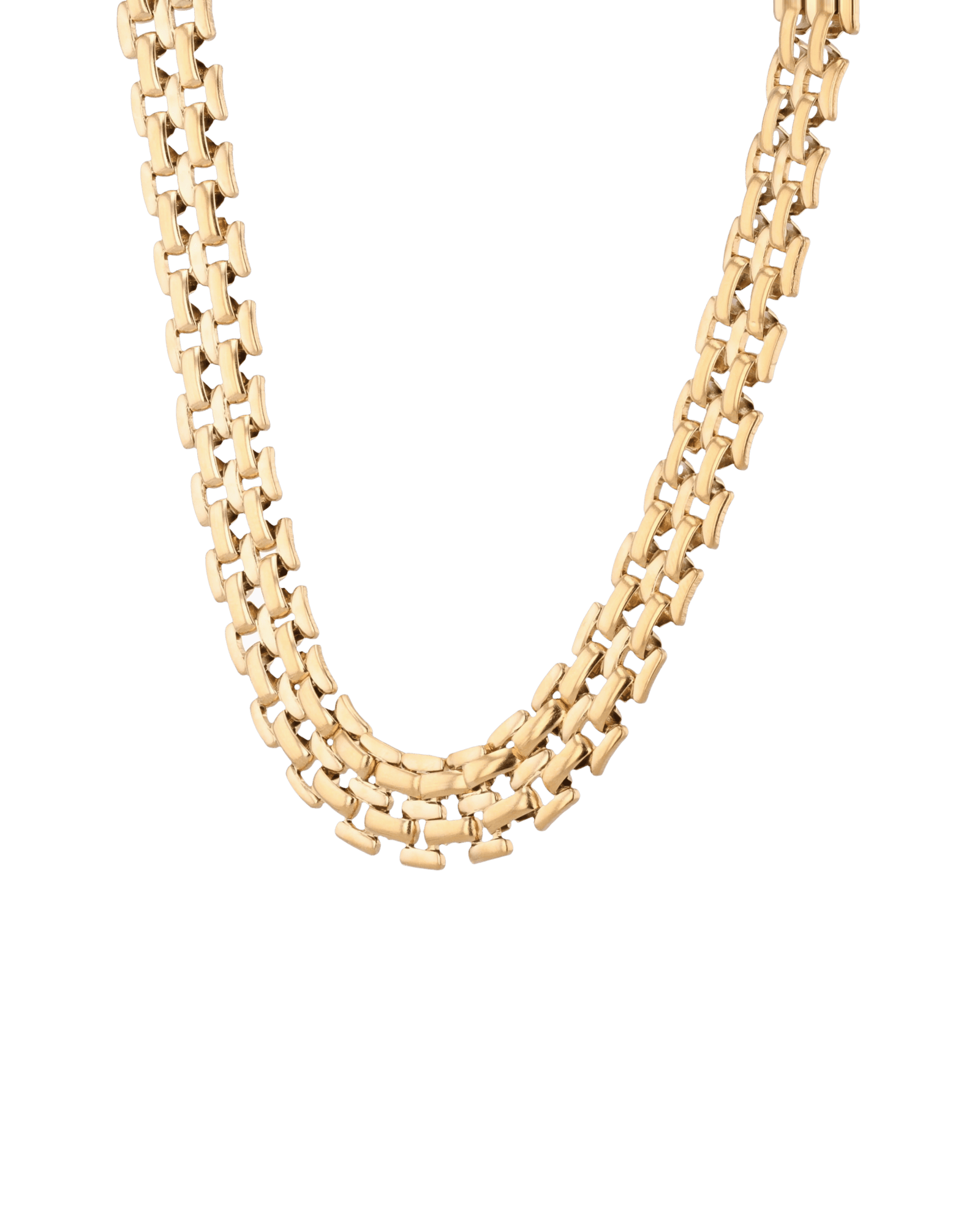 Panther Link Gold Chain Necklace by Lavana, chunky polished panther links