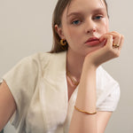 Panther Link Gold Chain Necklace by Lavana, on model chunky polished sleek panther links