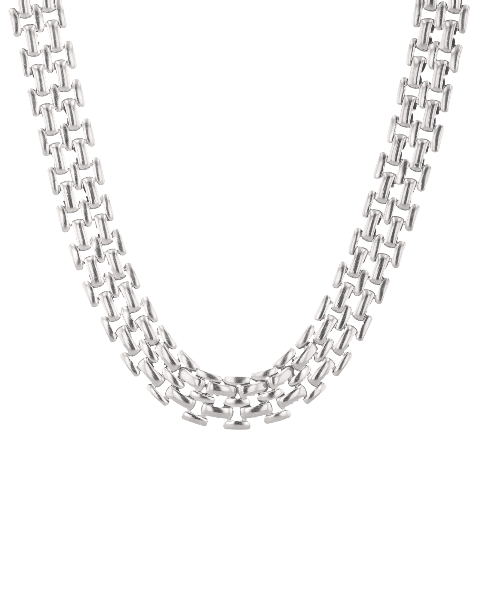 Panther Link Silver Chain Necklace by Lavana, chunky polished panther links