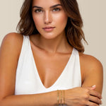 Paperclip Trinity Gold Bracelet Set by Lavana on model paperclip snake and cable chains