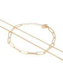 Paperclip Trinity Gold Bracelet Set by Lavana, paperclip, snake, and cable chains - 1