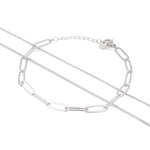 Paperclip Trinity Silver Bracelet Set by Lavana, paperclip, snake, and cable chains - 1