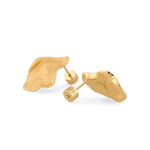 Pearlescent gold brushed statement stud earrings by Lavana, with organic sculptural shape