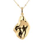 Pearlescent Reversible Gold Pendant by Lavana, with brushed front and high polish back - 3