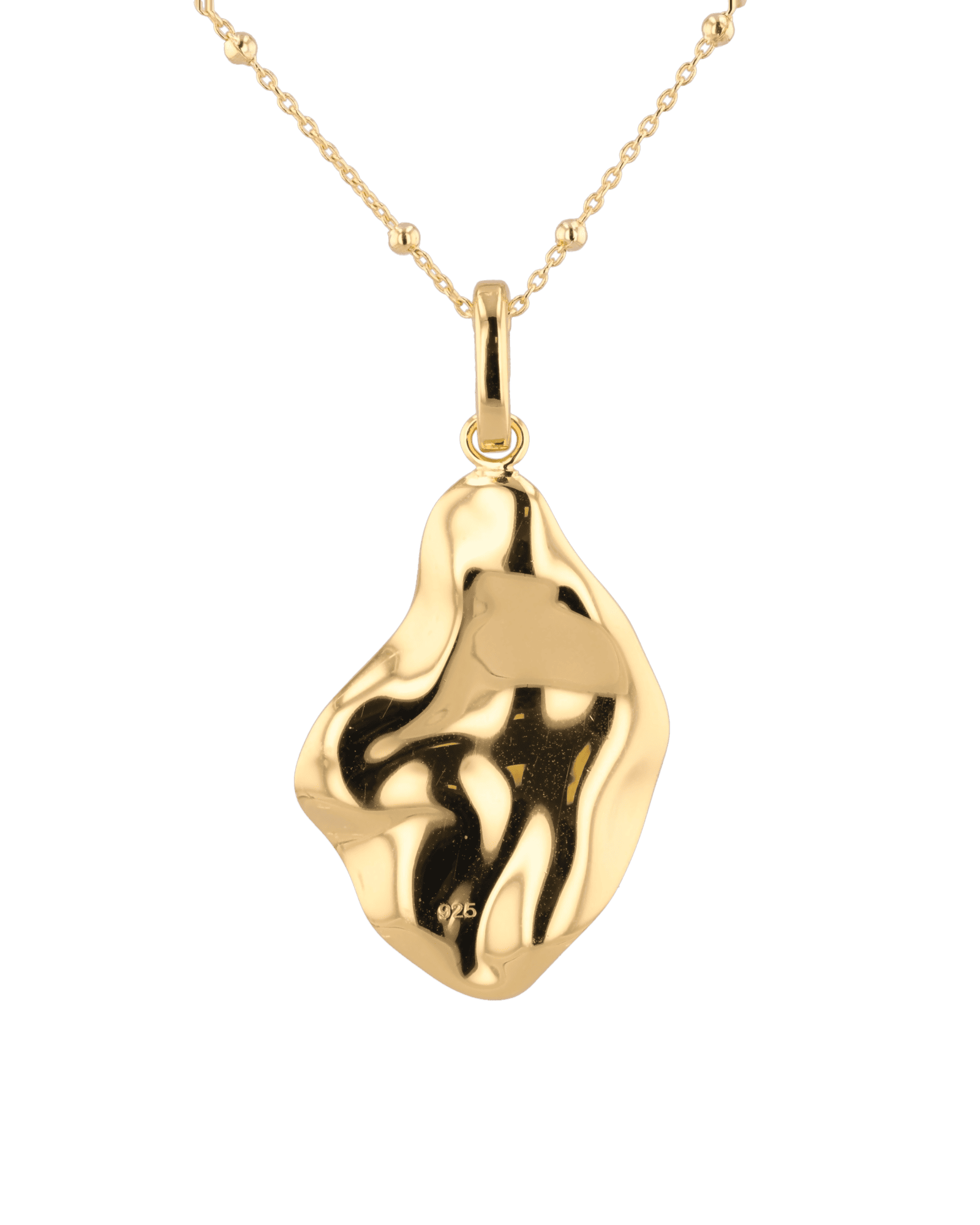 Pearlescent Reversible Gold Pendant by Lavana, with brushed front and high polish back - 3