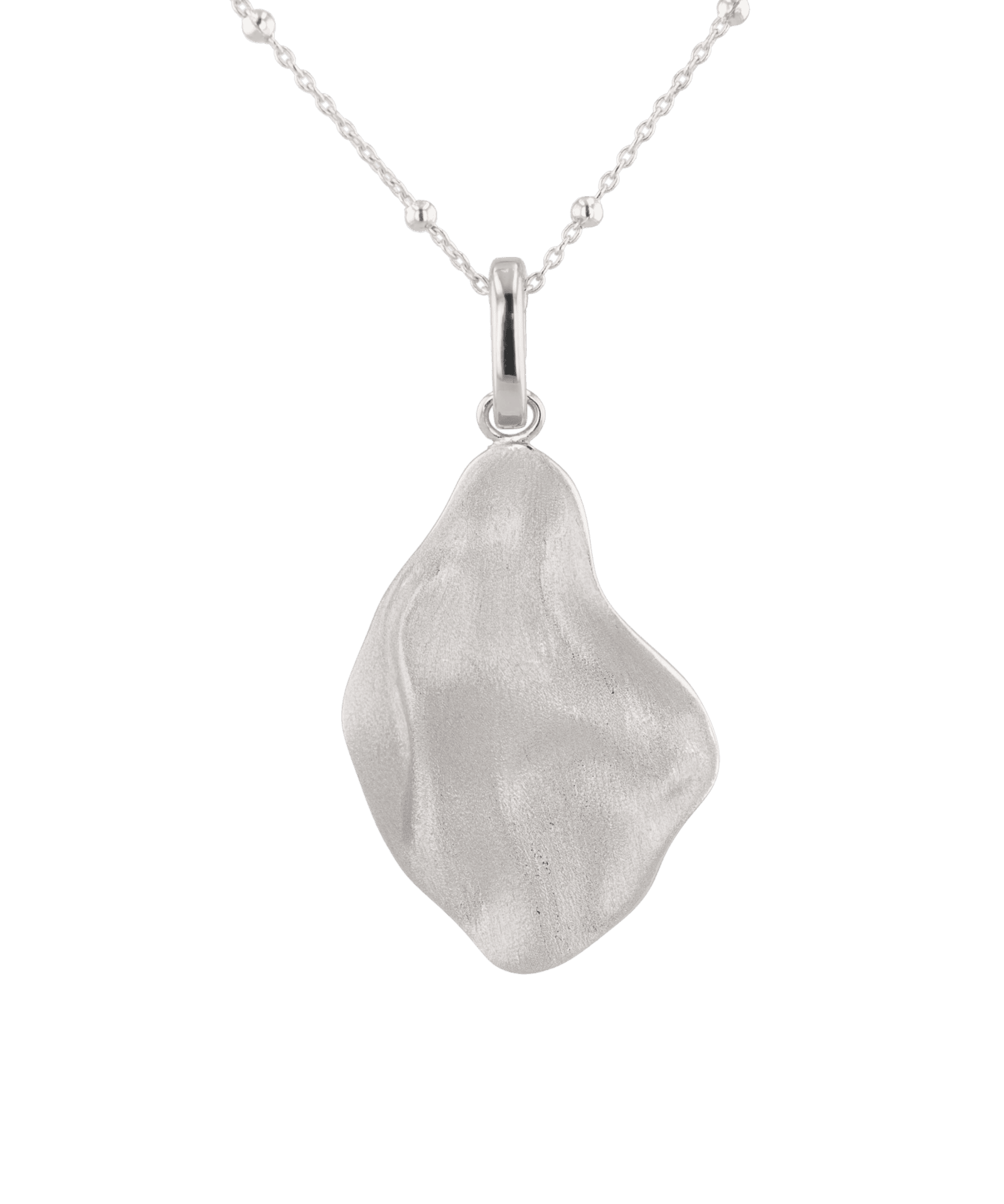 Pearlescent Reversible Silver Pendant by Lavana, with brushed front and high polish back - 1