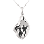 Pearlescent Reversible Silver Pendant by Lavana, with brushed front and high polish back - 3