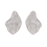 Pearlescent silver brushed statement stud earrings by Lavana, with organic sculptural shape