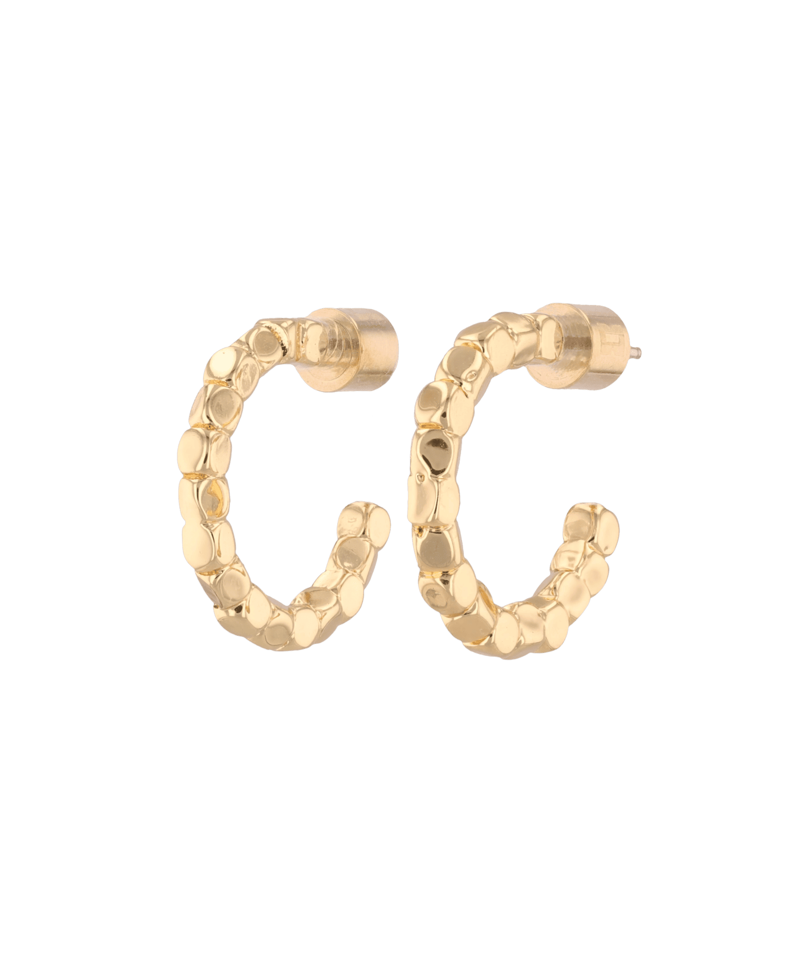 Pebble Textured Gold Hoop Earrings by LAVANA, rounded pebble surface hoops