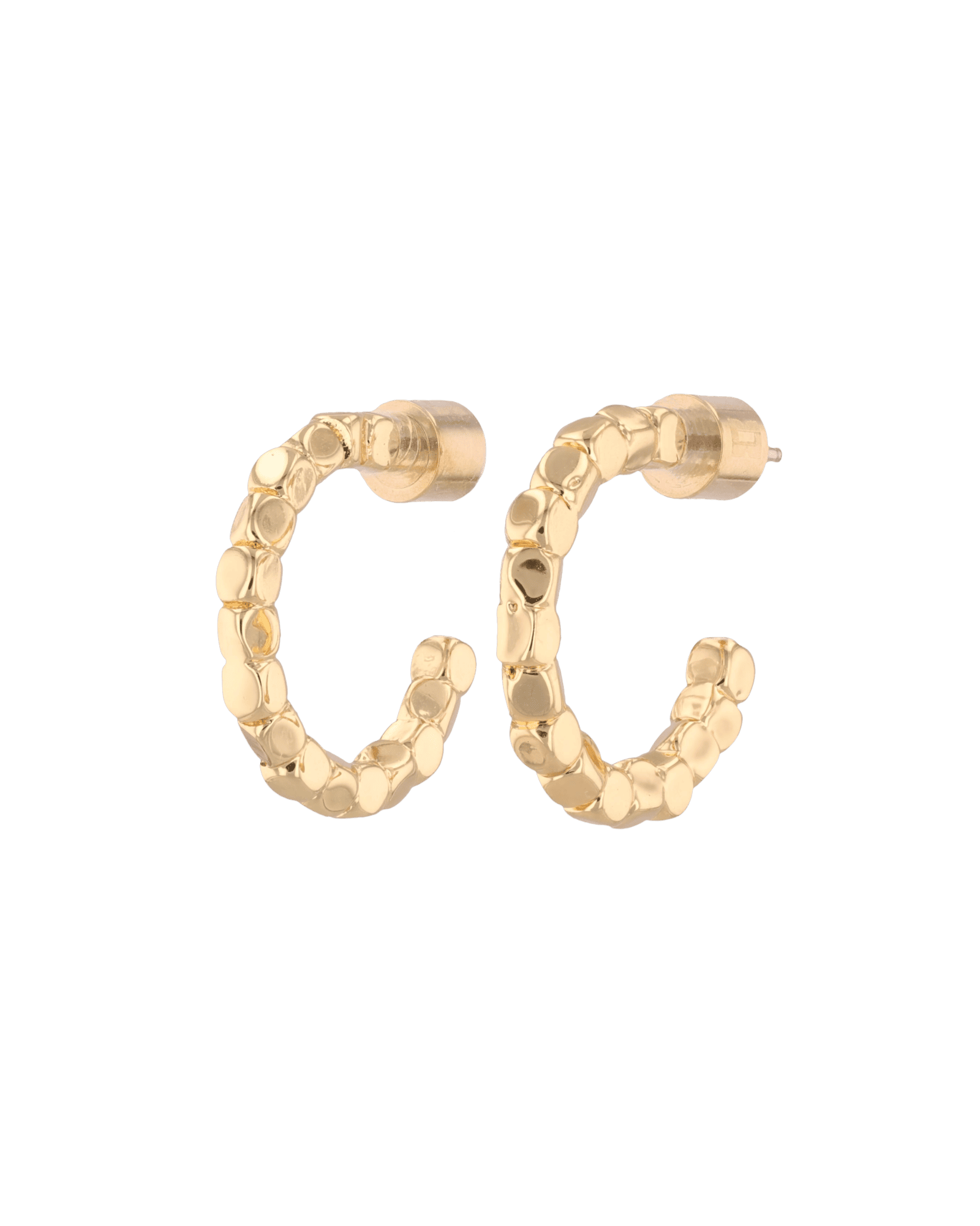 Pebble Textured Gold Hoop Earrings by LAVANA, rounded pebble surface hoops