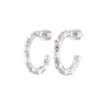 Pebble Textured Silver Hoop Earrings by LAVANA, rounded pebble surface hoops