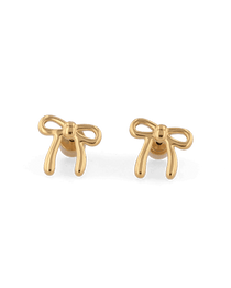Petite Bow Gold Stud Earrings by LAVANA, polished ribbon bow design