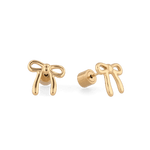 Petite Bow Gold Stud Earrings by LAVANA, polished ribbon bow design