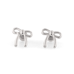 Petite Bow Silver Stud Earrings by LAVANA, polished ribbon bow design