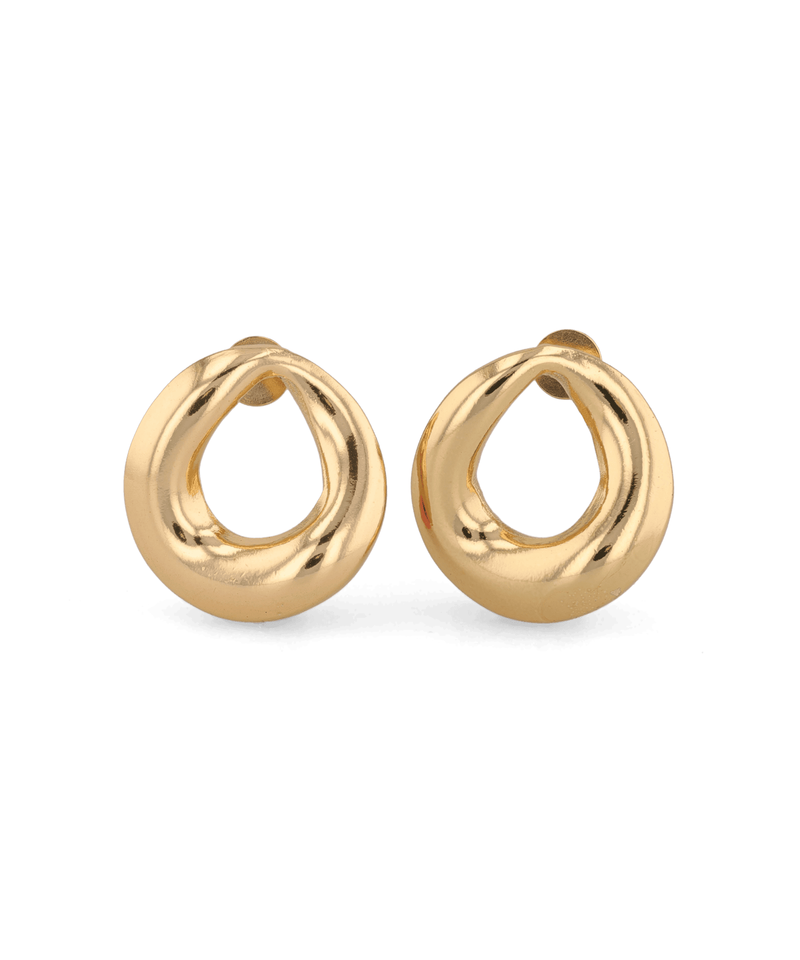 Pia Loop Gold Stud Earrings by LAVANA, sculptural open loop studs with high polish