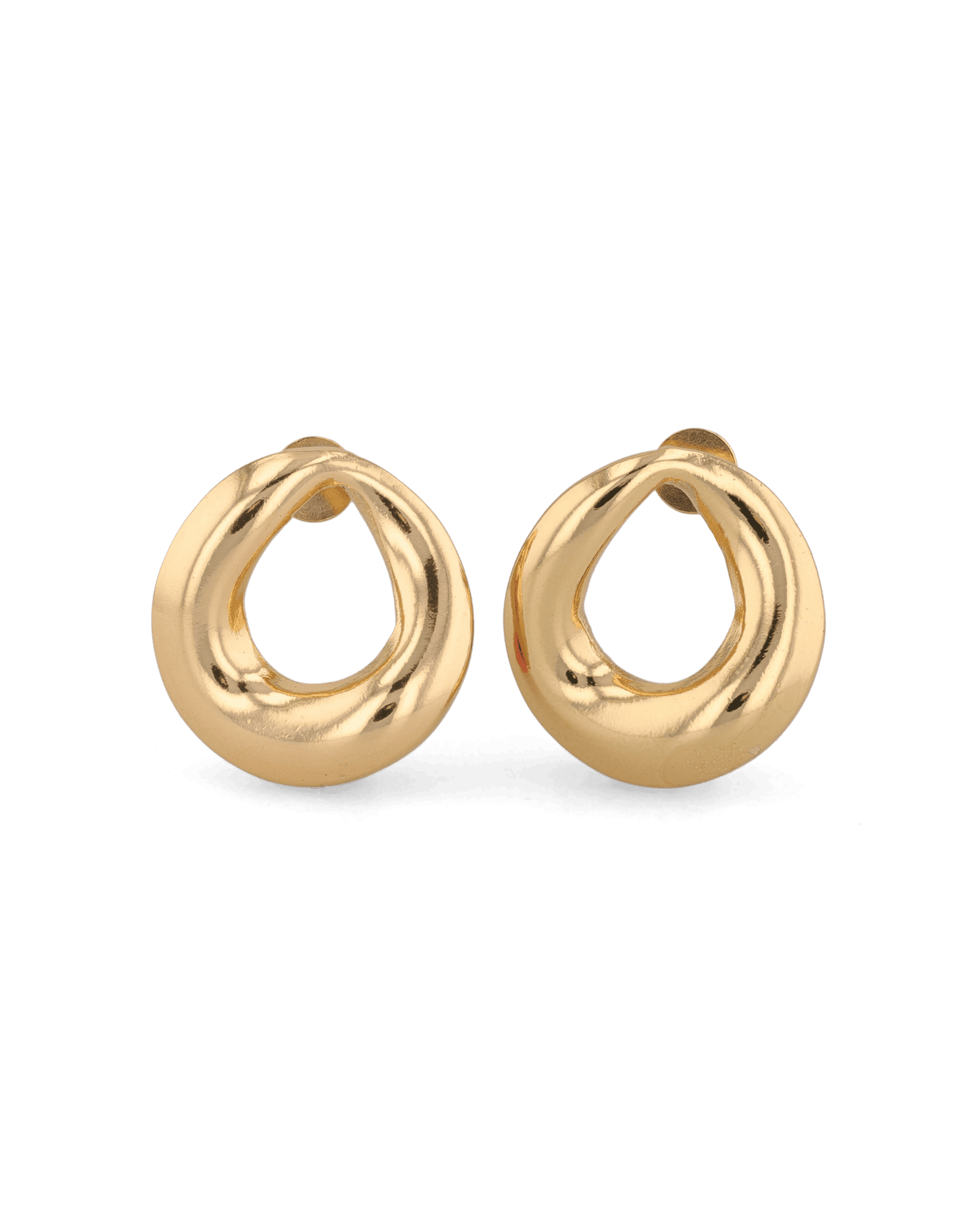 Pia Loop Gold Stud Earrings by LAVANA, sculptural open loop studs with high polish