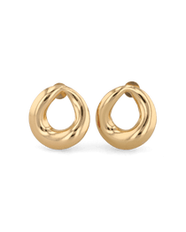 Pia Loop Gold Stud Earrings by LAVANA, sculptural open loop studs with high polish