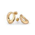 Pia Loop Gold Stud Earrings by LAVANA, sculptural open loop studs with high polish