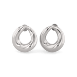 Pia Loop Silver Stud Earrings by LAVANA, sculptural open loop studs with high polish
