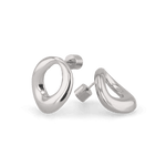 Pia Loop Silver Stud Earrings by LAVANA, sculptural open loop studs with high polish