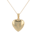 Polaris Heart Diamond Locket Necklace Gold by Lavana, star set diamond heart on 45cm chain