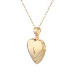 Polaris Heart Diamond Locket Necklace Gold by Lavana, star set diamond heart on 45cm chain