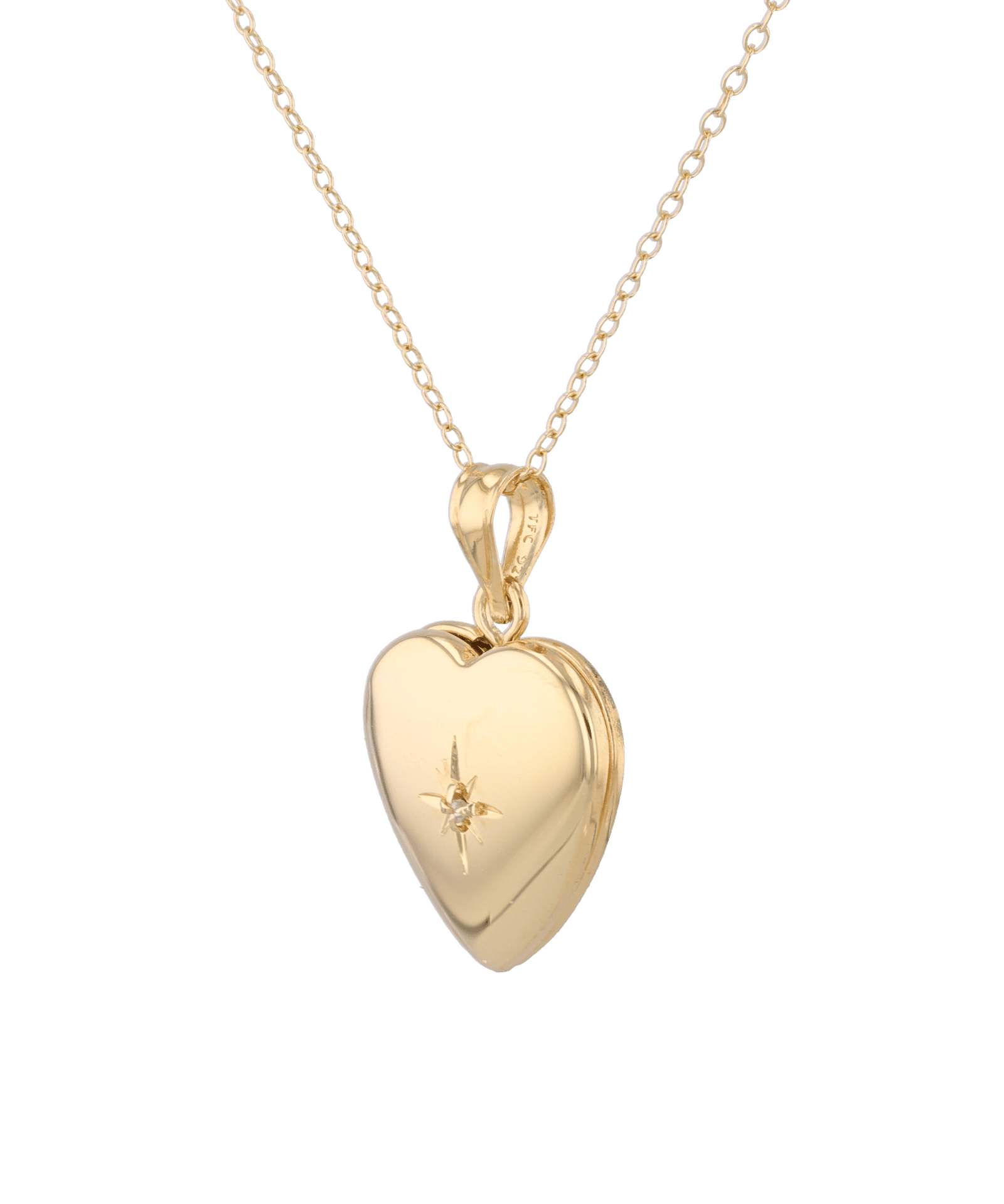 Polaris Heart Diamond Locket Necklace Gold by Lavana, star set diamond heart on 45cm chain