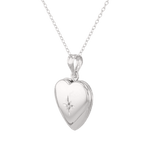Polaris Heart Diamond Locket Necklace Silver by Lavana, star set diamond heart on 45cm chain