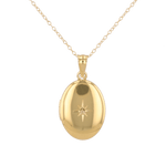 Polaris Oval Diamond Locket Necklace Gold by Lavana, star set diamond oval on 45cm chain