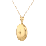 Polaris Oval Diamond Locket Necklace Gold by Lavana, star set diamond oval on 45cm chain