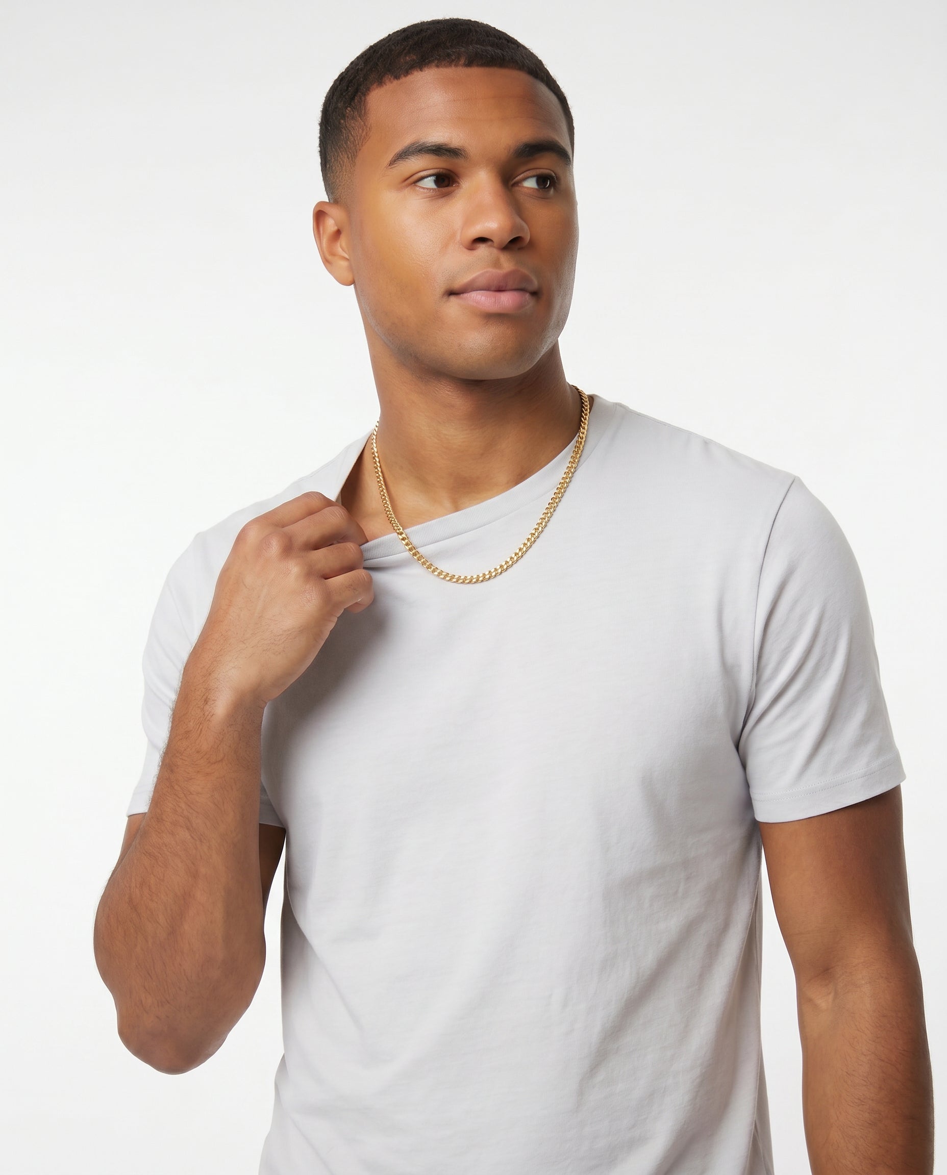 Porto Gold Curb Chain Necklace by Lavana on model