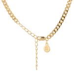 Porto Gold Curb Chain Necklace by Lavana, with chunky, polished curb links, and smooth drape, clasp
