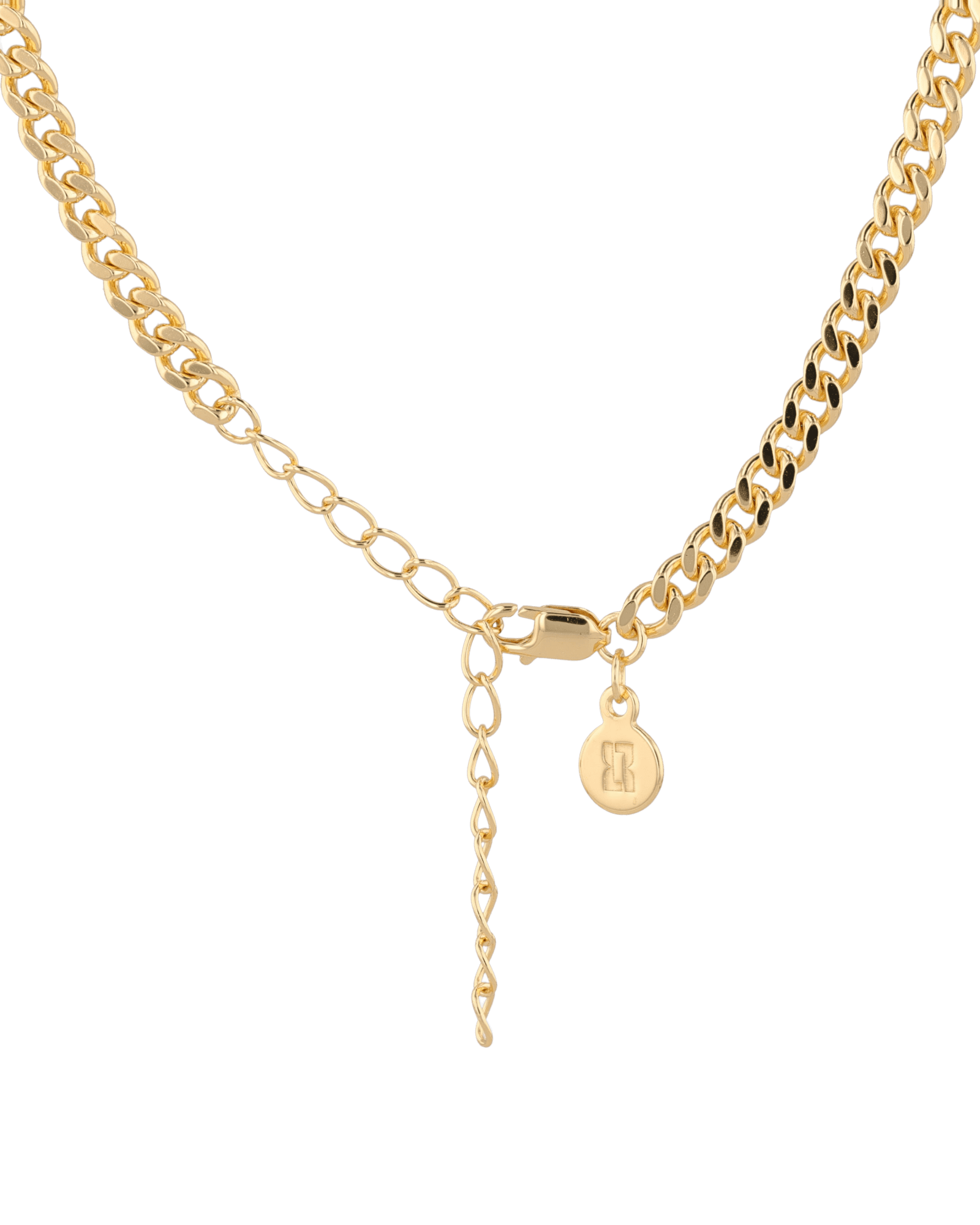 Porto Gold Curb Chain Necklace by Lavana, with chunky, polished curb links, and smooth drape, clasp