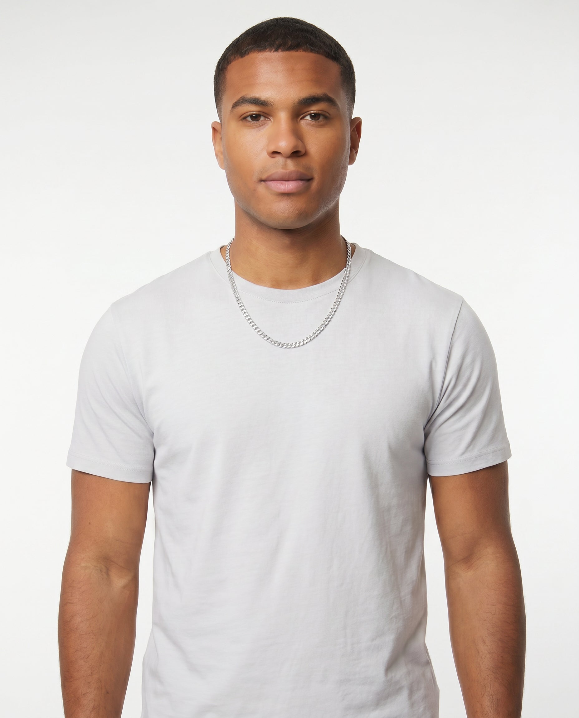 Porto Silver Curb Chain Necklace by Lavana on model