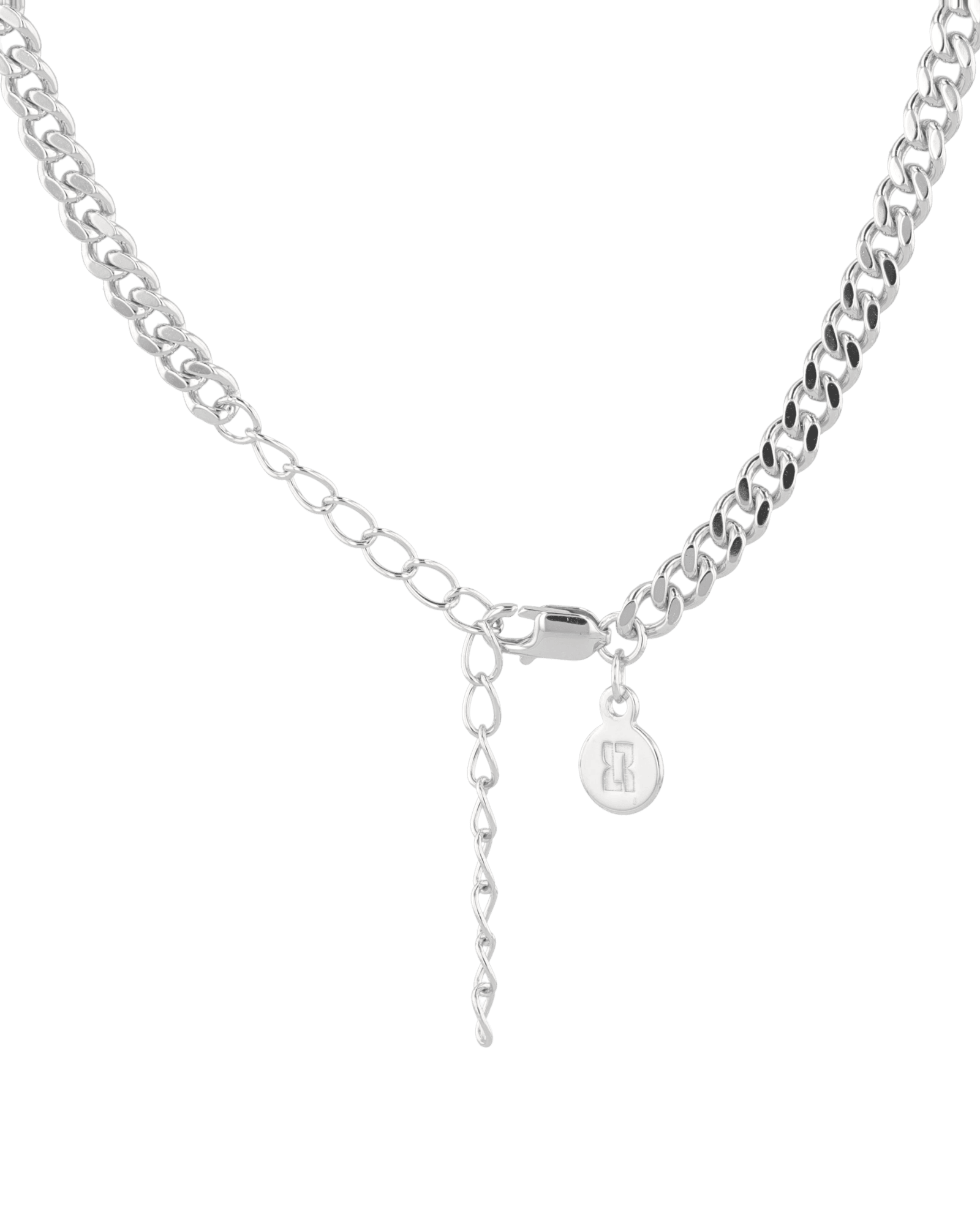 Porto Silver Curb Chain Necklace by Lavana, with chunky curb links, cool gloss, and smooth drape, clasp