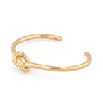 Pretzel Knot Gold Cuff Bracelet by Lavana, with polished centre knot on an open cuff - 2