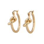 Pretzel Knot Gold Hoop Earrings by LAVANA, Slim hoop with front twist and lever latch