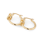 Pretzel Knot Gold Hoop Earrings by LAVANA, Slim hoop with front twist and lever latch