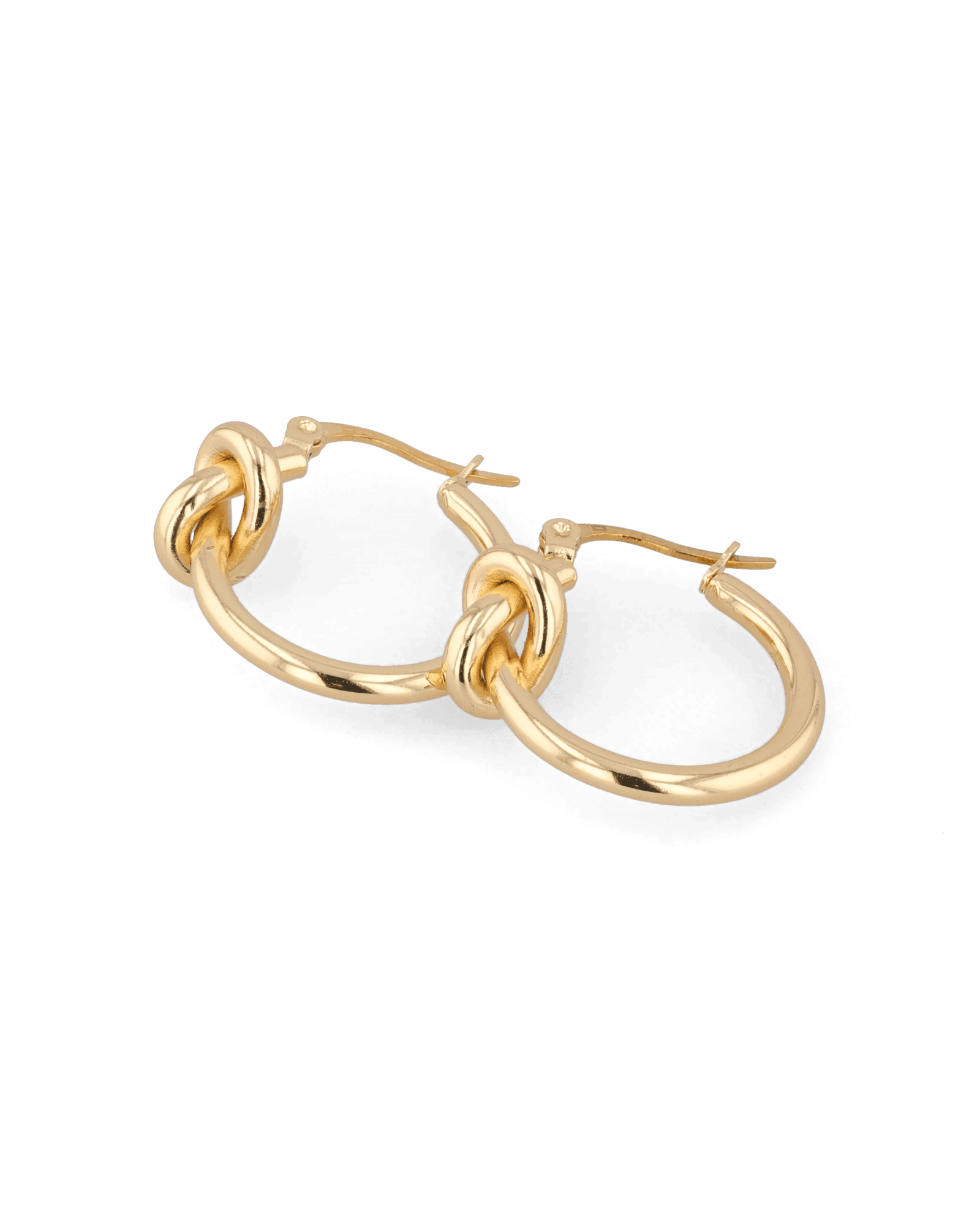 Pretzel Knot Gold Hoop Earrings by LAVANA, Slim hoop with front twist and lever latch