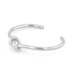 Pretzel Knot Silver Cuff Bracelet by Lavana, with polished centre knot on an open cuff - 2