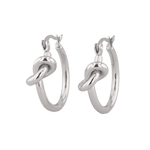 Pretzel Knot Silver Hoop Earrings by LAVANA, Slim hoop with front twist and lever latch