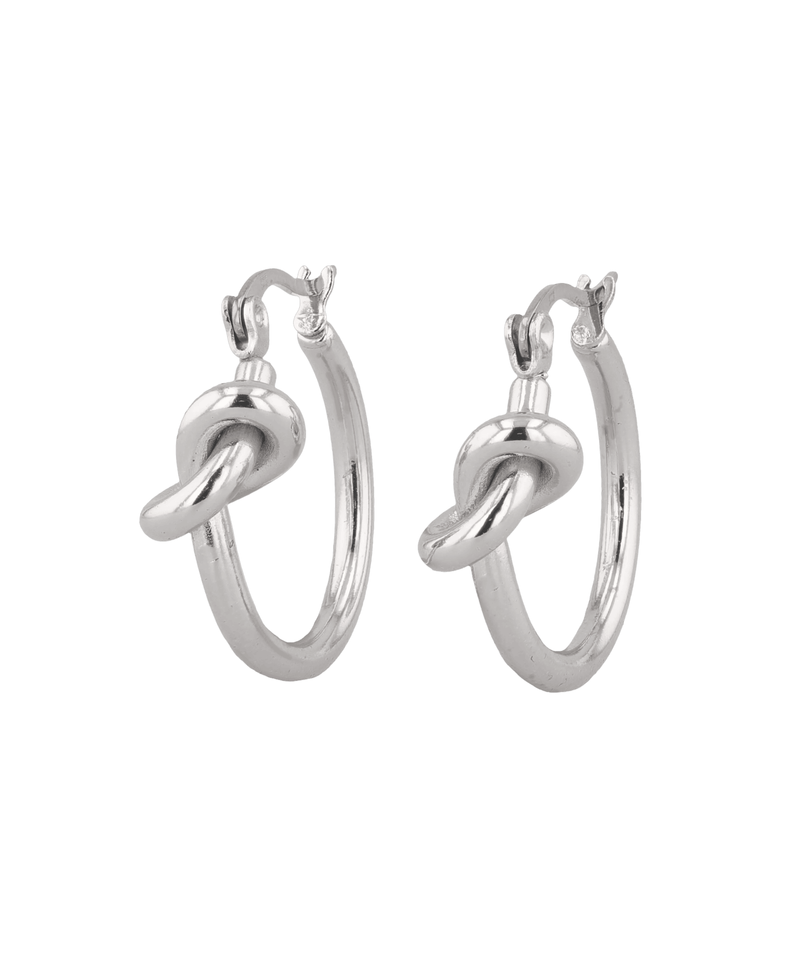 Pretzel Knot Silver Hoop Earrings by LAVANA, Slim hoop with front twist and lever latch