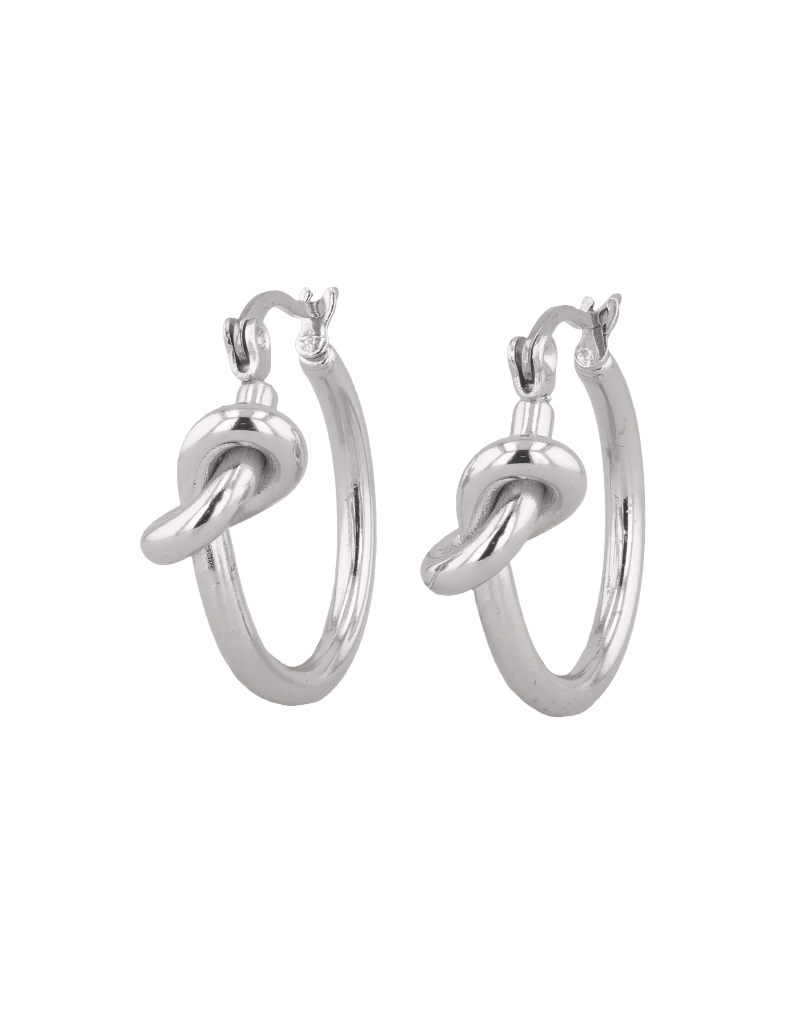 Pretzel Knot Silver Hoop Earrings by LAVANA, Slim hoop with front twist and lever latch