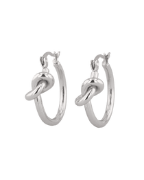Pretzel Knot Silver Hoop Earrings by LAVANA, Slim hoop with front twist and lever latch