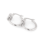 Pretzel Knot Silver Hoop Earrings by LAVANA, Slim hoop with front twist and lever latch